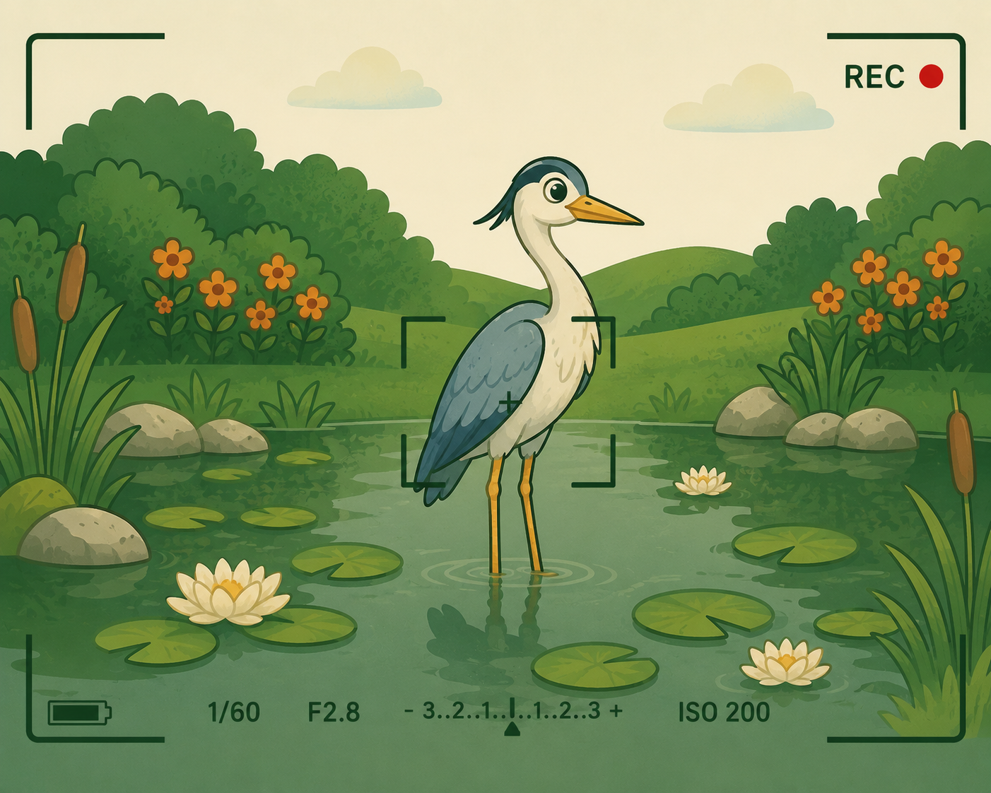 Garden Defense recognizing a heron beside a pond
